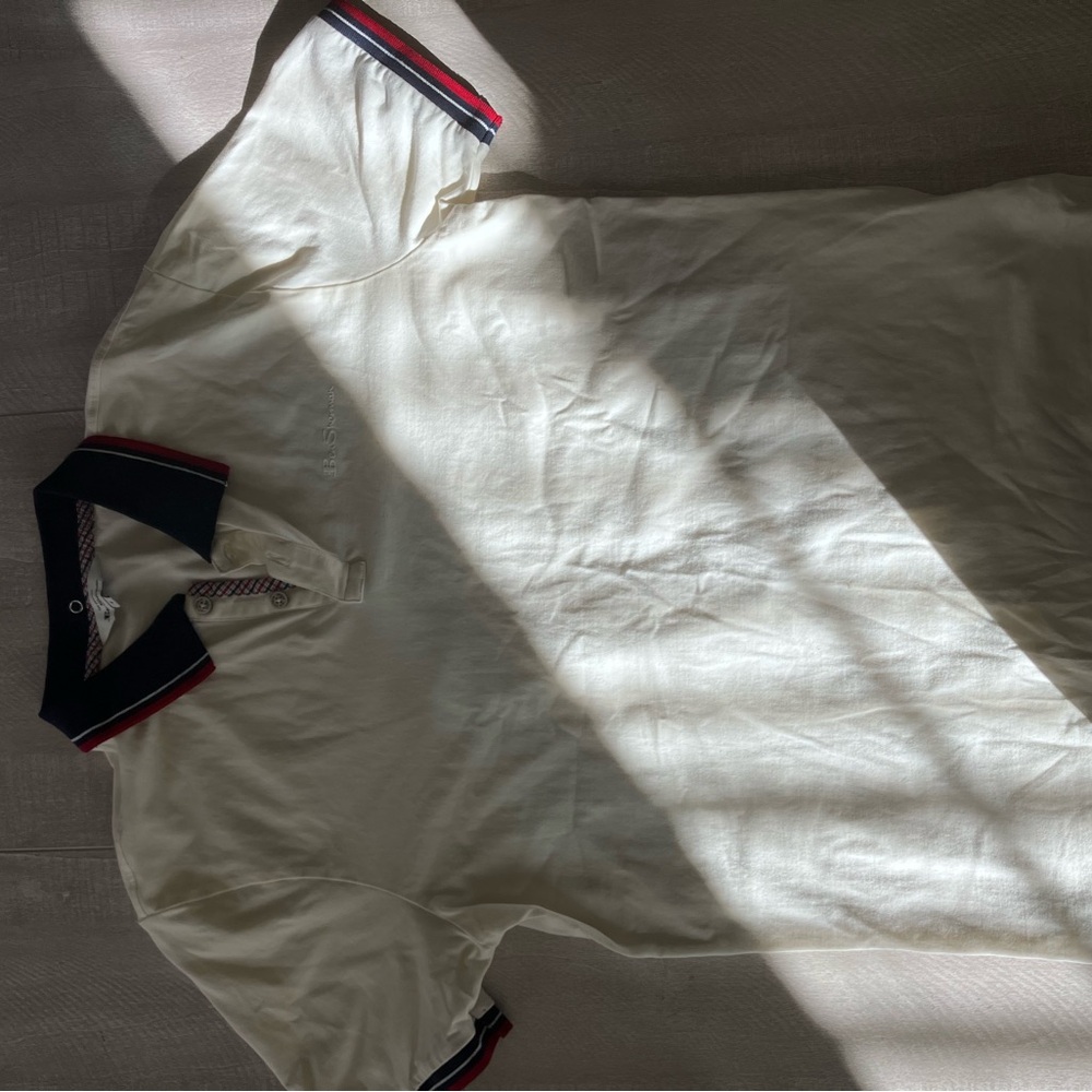 Ben Sherman Cream Polo with Black and Red Trim